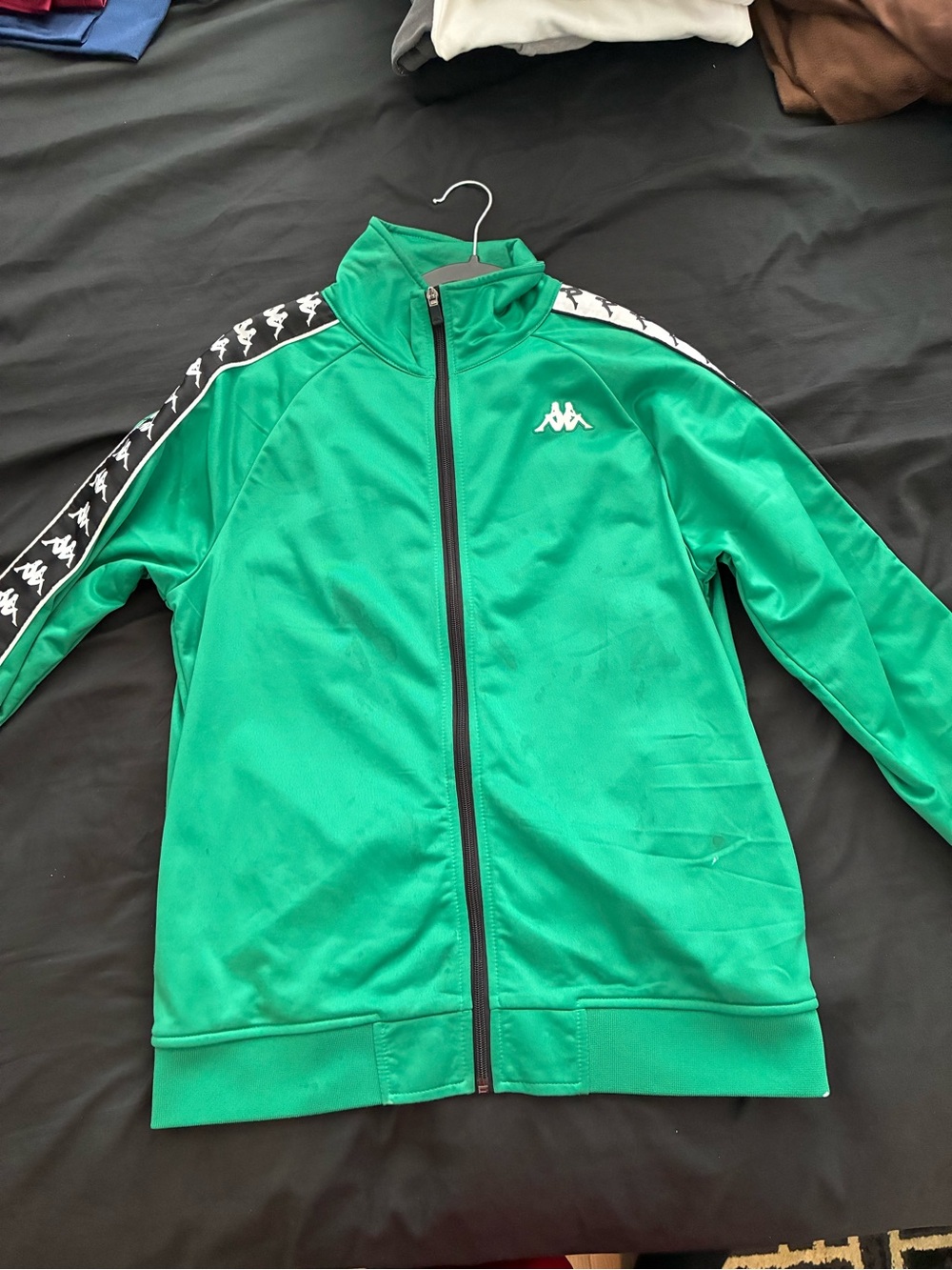 Kappa Green Track Jacket with Black-White Logo Tape